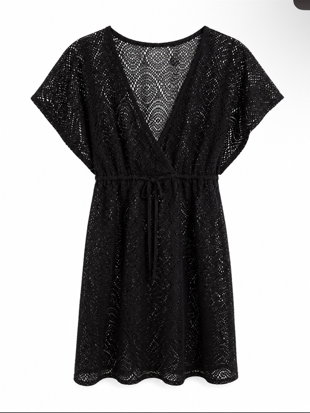 Black Crochet V-Neck Women’s Swim Cover Up - Picture 2 of 2